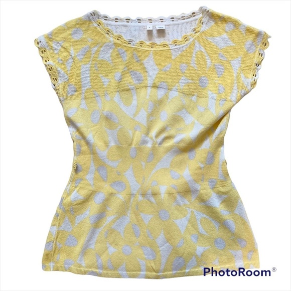 Moth By Anthropologie Yellow Floral Top Size Medium - Picture 1 of 3